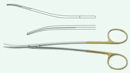 Ножицi операцiйнi, тупокiнцевi, хвилеподiбнi, звуженi, ТВС (ручки жовтого кольору), Метценбаума-Фіно 180 мм Surgimax 04-330-18T